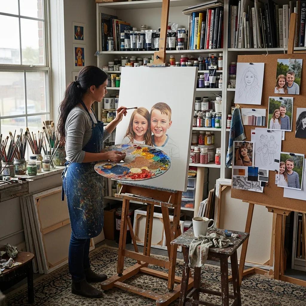 Artist Geiler Corona creating a custom painting in his studio