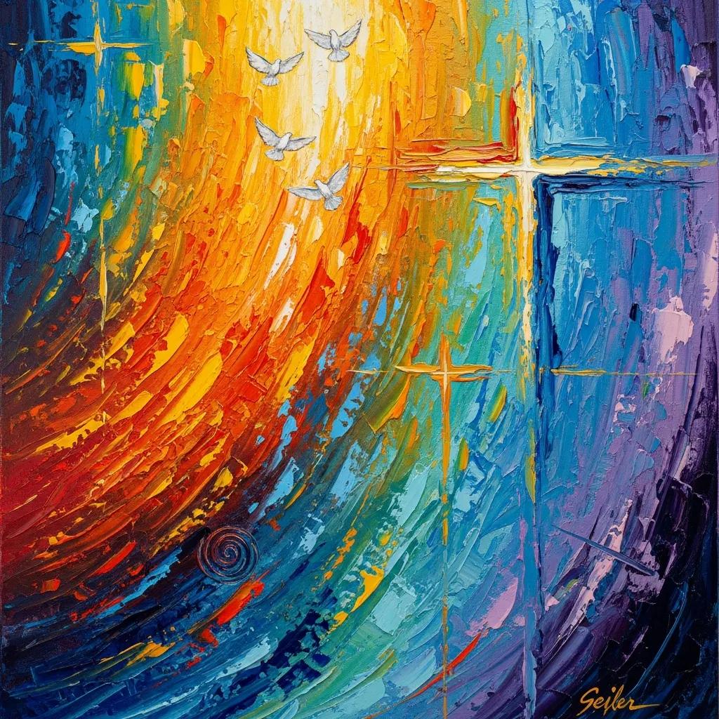 Close-up of a vibrant painting by Geiler Corona showcasing contemporary and motivational themes