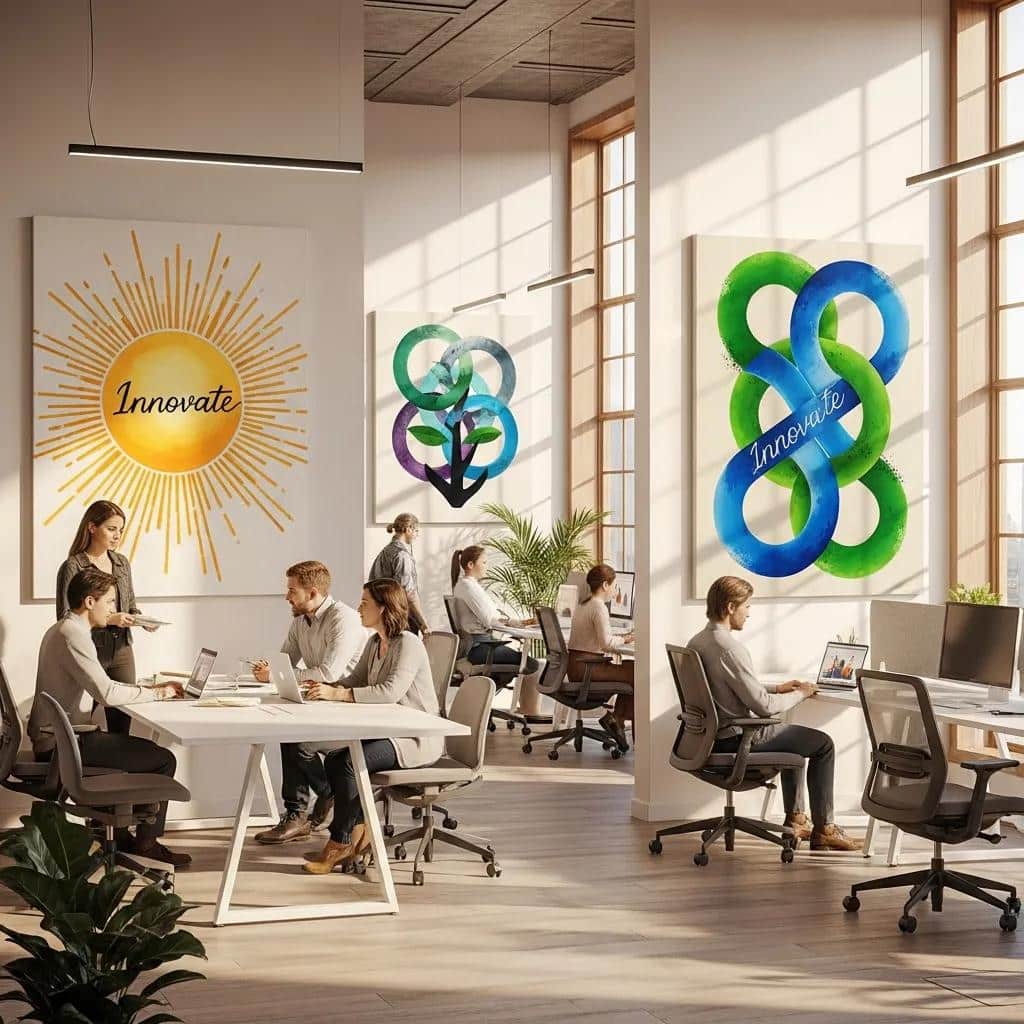 Office space enhanced by motivational artwork from Geiler Corona