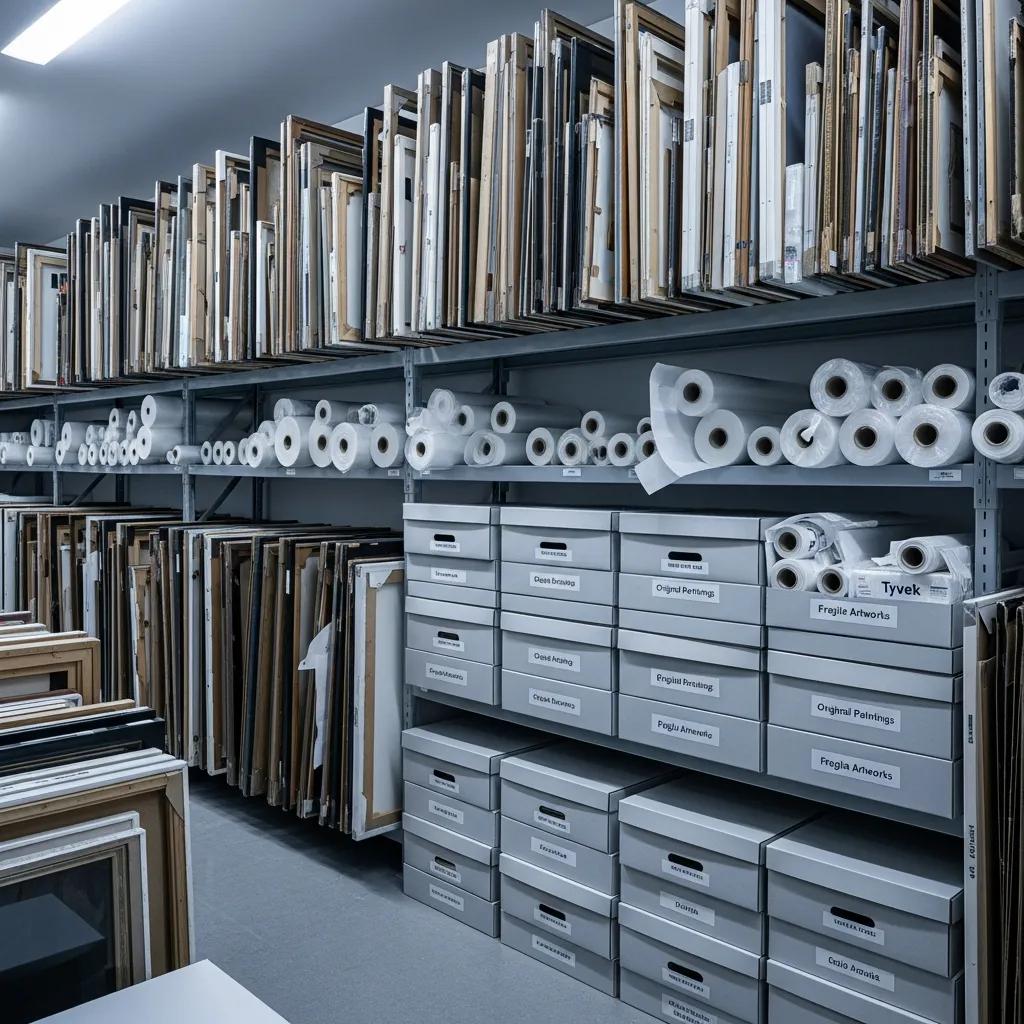 Archival materials and storage solutions for protecting original paintings