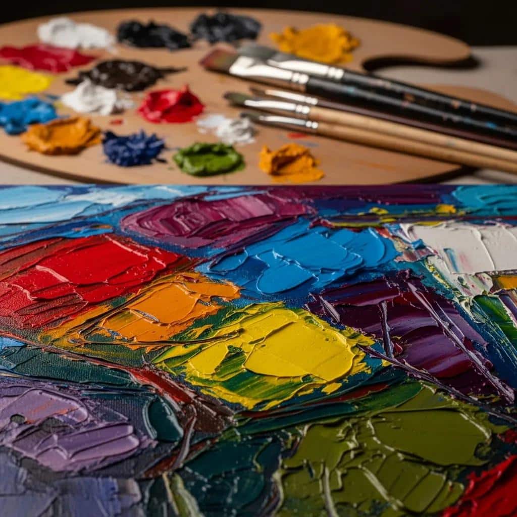 Close-up of Geiler Corona's painting techniques, showcasing bold brushwork and vibrant colors