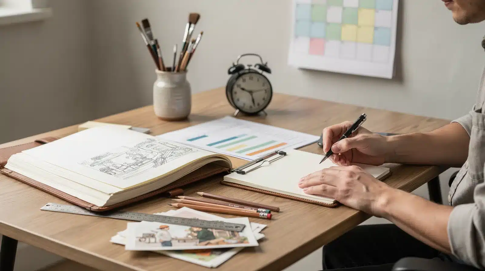 Cost begins with the artist's established price for a finished painting, then builds upward